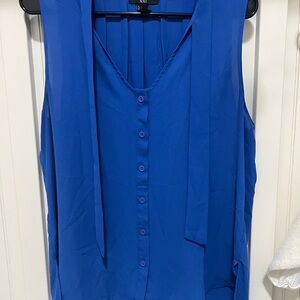 Forever 21 Blue Sleeveless Button-Down Blouse